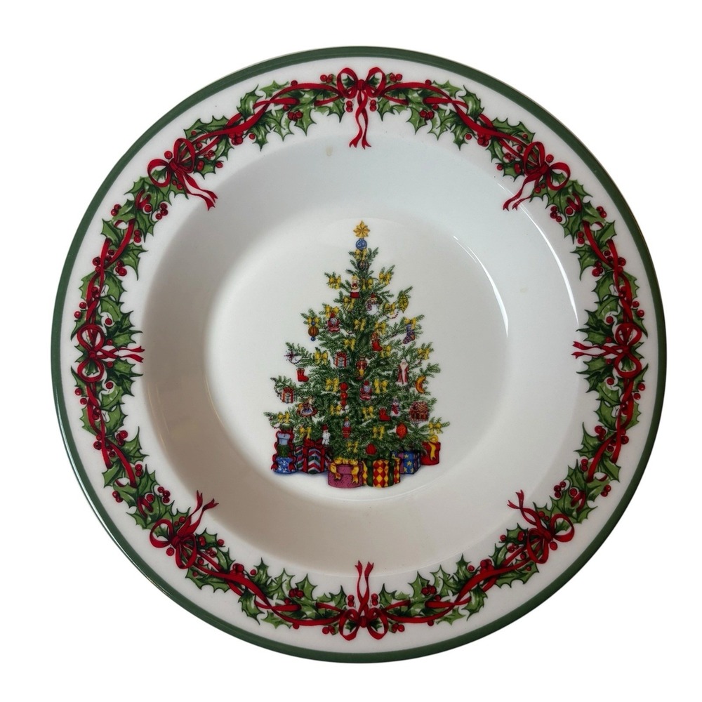 Set Of 4 Christopher Radko Christmas Holiday Wide Rim Soup Bowl/Serving 9"